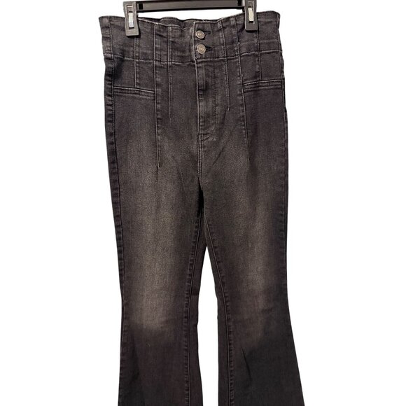 WE THE FREE Washed Black Flared Denim Jeans High Waist  Sz 29 Stretch Jean - Picture 10 of 12